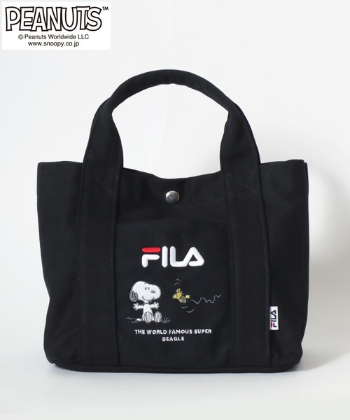 PEANUTS(ピーナッツ)の「FILA×PEANUTS(フィラ ピーナッツ)ブランドロゴ キャラクター刺繍 キャンバスミニトートバッグ(トートバッグ・レディース・ホワイト系/ブラック/ホワイト×ネイビー・FREE)」の7枚目の写真