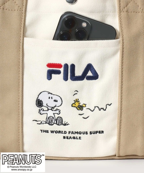 PEANUTS(ピーナッツ)の「FILA×PEANUTS(フィラ ピーナッツ)ブランドロゴ キャラクター刺繍 キャンバスミニトートバッグ(トートバッグ・レディース・ホワイト系/ブラック/ホワイト×ネイビー・FREE)」の15枚目の写真