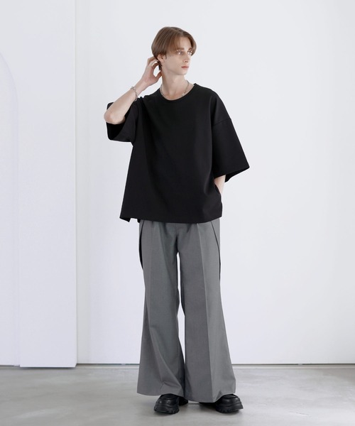 SOCCE(ソーシー)の「レイヤードラップTRフレアスラックス(スラックス・メンズ・ブラック/グレー・L/M/S/XL)」の8枚目の写真