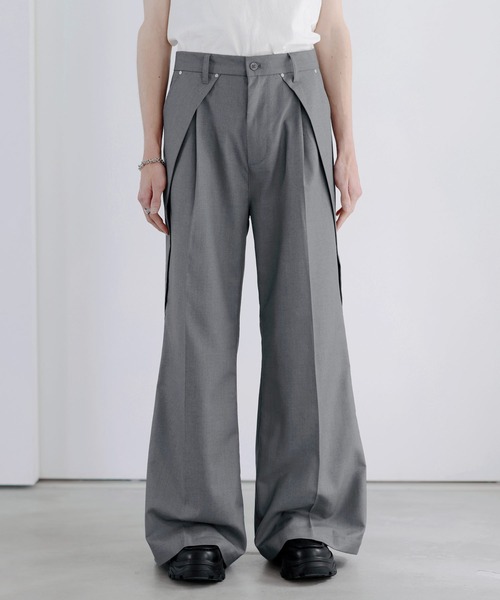 SOCCE(ソーシー)の「レイヤードラップTRフレアスラックス(スラックス・メンズ・ブラック/グレー・L/M/S/XL)」の11枚目の写真