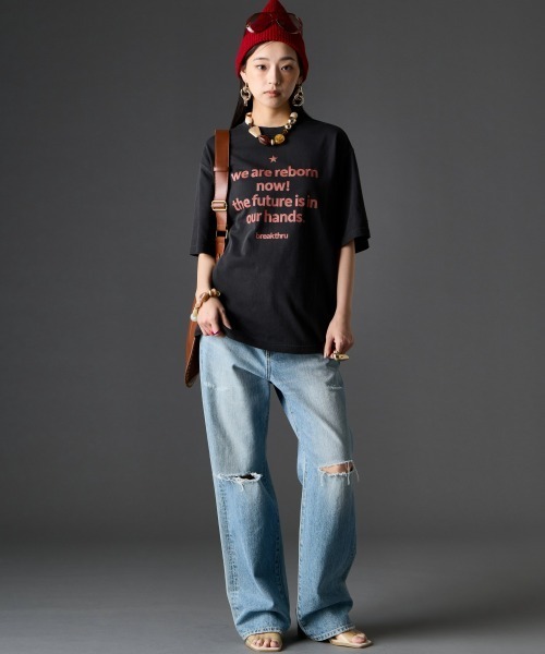 GEVS.(ジェイヴィス)の「綿100%ピグメント染バックプリントTシャツ<大きいサイズ有>GEVS.(Tシャツ/カットソー・レディース・スミクロ/イエロー・3L/LL/L/M/5L/4L)」の8枚目の写真