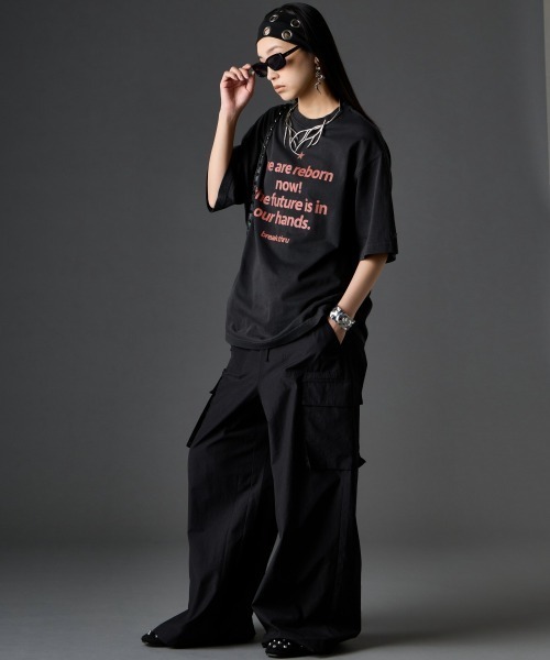 GEVS.(ジェイヴィス)の「綿100%ピグメント染バックプリントTシャツ<大きいサイズ有>GEVS.(Tシャツ/カットソー・レディース・スミクロ/イエロー・3L/LL/L/M/5L/4L)」の5枚目の写真