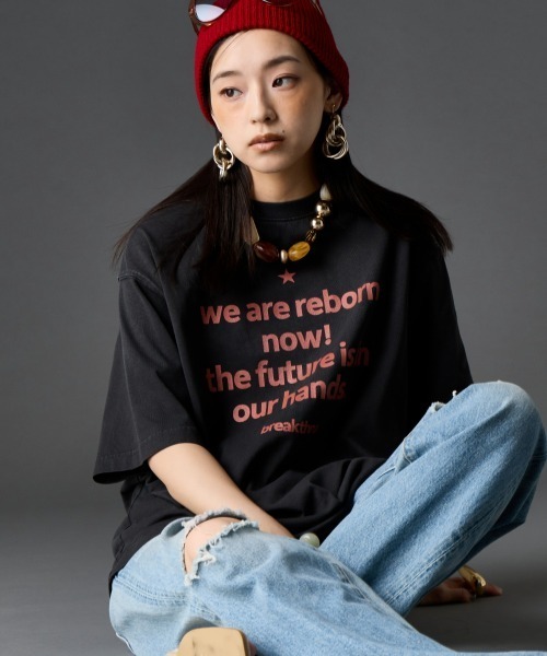 GEVS.(ジェイヴィス)の「綿100%ピグメント染バックプリントTシャツ<大きいサイズ有>GEVS.(Tシャツ/カットソー・レディース・スミクロ/イエロー・3L/LL/L/M/5L/4L)」の17枚目の写真