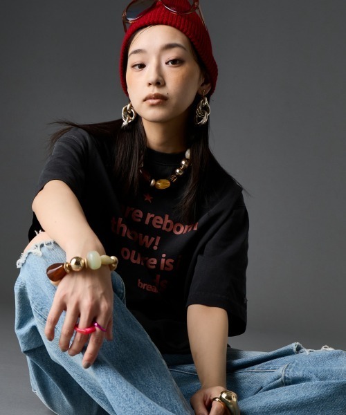 GEVS.(ジェイヴィス)の「綿100%ピグメント染バックプリントTシャツ<大きいサイズ有>GEVS.(Tシャツ/カットソー・レディース・スミクロ/イエロー・3L/LL/L/M/5L/4L)」の19枚目の写真