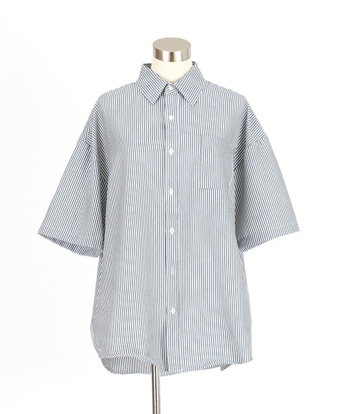 a.p.o.v.(エーピーオービー)の「a.p.o.v. オーバーサイズストライプ半袖シャツ(シャツ/ブラウス・メンズ・ブルー/ブラック/ホワイト・ONESIZE)」の16枚目の写真