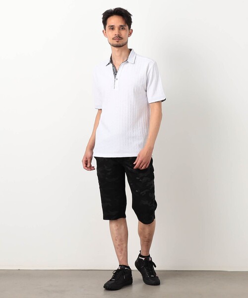 NICOLE CLUB FOR MEN(ニコルクラブフォーメン)の「【NICOLE SPORTS】幾何学柄スキッパーポロシャツ(ポロシャツ・メンズ・ライトグレー/ホワイト/ラベンダー/ブラック/ネイビー・L/XL/M/XXL)」の6枚目の写真