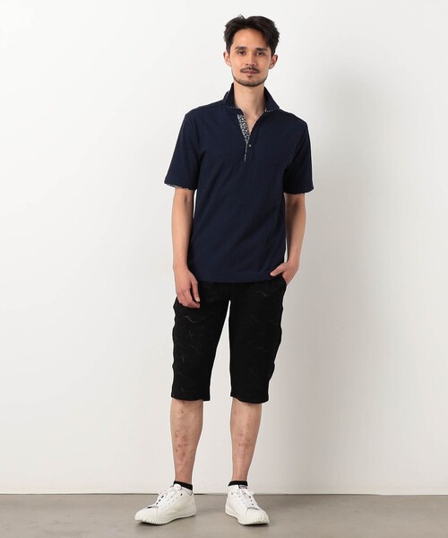 NICOLE CLUB FOR MEN(ニコルクラブフォーメン)の「【NICOLE SPORTS】幾何学柄スキッパーポロシャツ(ポロシャツ・メンズ・ライトグレー/ホワイト/ラベンダー/ブラック/ネイビー・L/XL/M/XXL)」の9枚目の写真