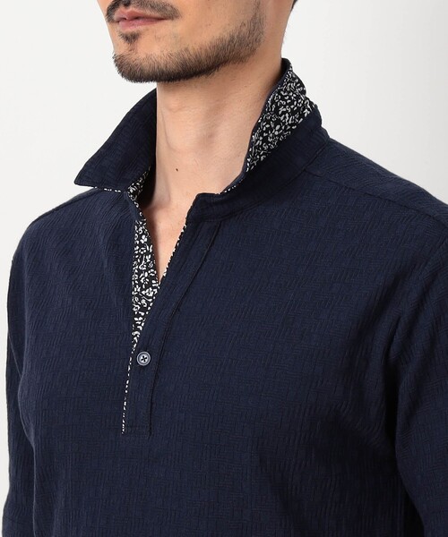 NICOLE CLUB FOR MEN(ニコルクラブフォーメン)の「【NICOLE SPORTS】幾何学柄スキッパーポロシャツ(ポロシャツ・メンズ・ライトグレー/ホワイト/ラベンダー/ブラック/ネイビー・L/XL/M/XXL)」の13枚目の写真