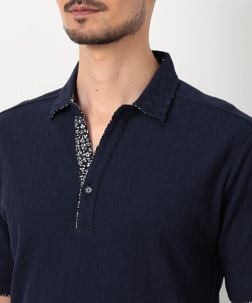 NICOLE CLUB FOR MEN(ニコルクラブフォーメン)の「【NICOLE SPORTS】幾何学柄スキッパーポロシャツ(ポロシャツ・メンズ・ライトグレー/ホワイト/ラベンダー/ブラック/ネイビー・L/XL/M/XXL)」の14枚目の写真