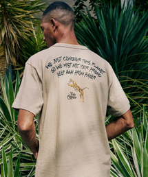 アーチスクリプトレタリング半袖Tシャツ[S/ベージュ]