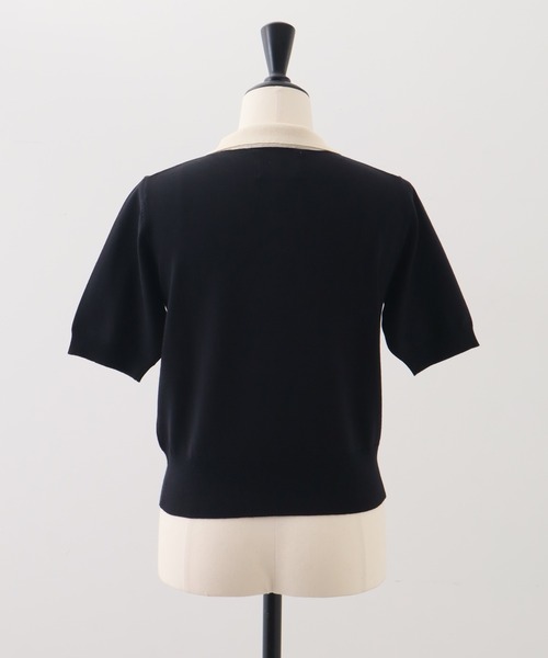 NOGLE(ノグル)の「【NOGLE/ノグル】バイカラー半袖ポロニット(ポロシャツ・レディース・ブラック/サックスブルー/グレー/ネイビー・FREE)」の17枚目の写真