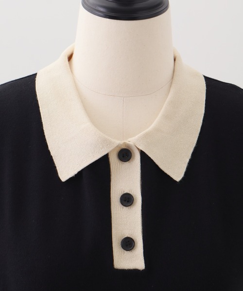 NOGLE(ノグル)の「【NOGLE/ノグル】バイカラー半袖ポロニット(ポロシャツ・レディース・ブラック/サックスブルー/グレー/ネイビー・FREE)」の19枚目の写真