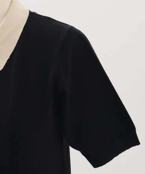 NOGLE(ノグル)の「【NOGLE/ノグル】バイカラー半袖ポロニット(ポロシャツ・レディース・ブラック/サックスブルー/グレー/ネイビー・FREE)」の22枚目の写真