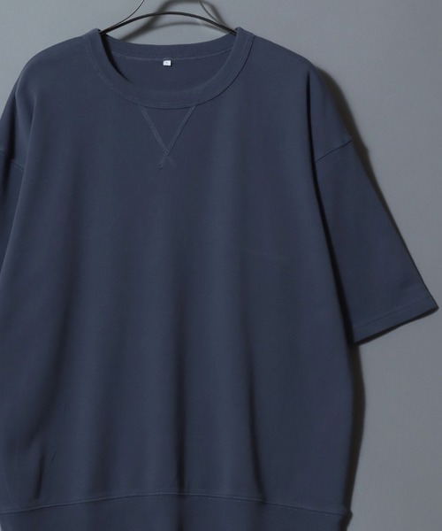 ANPAS（アンパス）の「Short-Sleeve Crewneck Sweatshirt / コットン 5分袖スウェット 無地 ユニセックス メンズ レディース トレーナー Tシャツ 綿100％ シンプル（Tシャツ/カットソー・メンズ・ブラック/ダークブルー/マスタード/オレンジ/グリーン/ボルドー/ライトグレー/ホワイト/ブルー/サックスブルー・LL/L/M）」の7枚目の写真