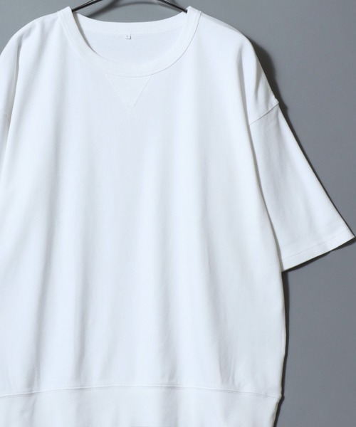 ANPAS（アンパス）の「Short-Sleeve Crewneck Sweatshirt / コットン 5分袖スウェット 無地 ユニセックス メンズ レディース トレーナー Tシャツ 綿100％ シンプル（Tシャツ/カットソー・メンズ・ブラック/ダークブルー/マスタード/オレンジ/グリーン/ボルドー/ライトグレー/ホワイト/ブルー/サックスブルー・LL/L/M）」の2枚目の写真