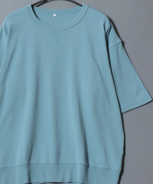 ANPAS（アンパス）の「Short-Sleeve Crewneck Sweatshirt / コットン 5分袖スウェット 無地 ユニセックス メンズ レディース トレーナー Tシャツ 綿100％ シンプル（Tシャツ/カットソー・メンズ・ブラック/ダークブルー/マスタード/オレンジ/グリーン/ボルドー/ライトグレー/ホワイト/ブルー/サックスブルー・LL/L/M）」の5枚目の写真