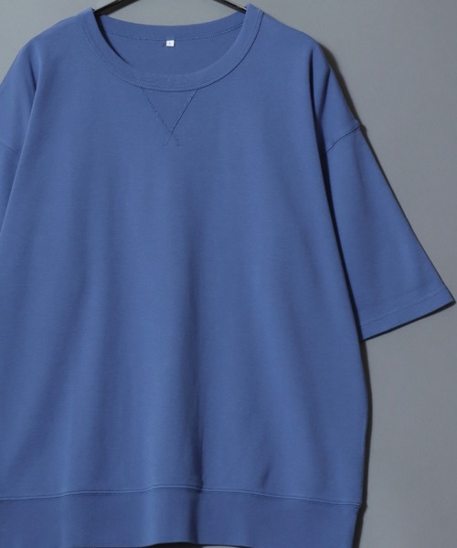 ANPAS（アンパス）の「Short-Sleeve Crewneck Sweatshirt / コットン 5分袖スウェット 無地 ユニセックス メンズ レディース トレーナー Tシャツ 綿100％ シンプル（Tシャツ/カットソー・メンズ・ブラック/ダークブルー/マスタード/オレンジ/グリーン/ボルドー/ライトグレー/ホワイト/ブルー/サックスブルー・LL/L/M）」の6枚目の写真