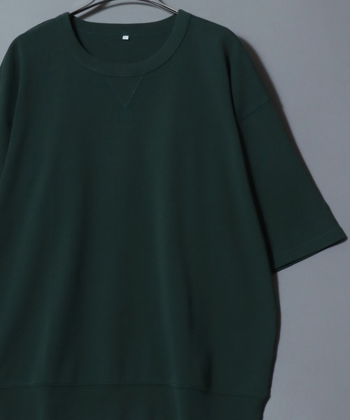 ANPAS（アンパス）の「Short-Sleeve Crewneck Sweatshirt / コットン 5分袖スウェット 無地 ユニセックス メンズ レディース トレーナー Tシャツ 綿100％ シンプル（Tシャツ/カットソー・メンズ・ブラック/ダークブルー/マスタード/オレンジ/グリーン/ボルドー/ライトグレー/ホワイト/ブルー/サックスブルー・LL/L/M）」の4枚目の写真