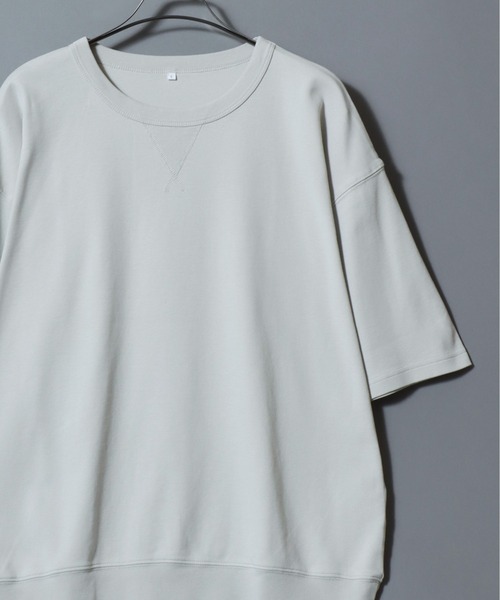ANPAS（アンパス）の「Short-Sleeve Crewneck Sweatshirt / コットン 5分袖スウェット 無地 ユニセックス メンズ レディース トレーナー Tシャツ 綿100％ シンプル（Tシャツ/カットソー・メンズ・ブラック/ダークブルー/マスタード/オレンジ/グリーン/ボルドー/ライトグレー/ホワイト/ブルー/サックスブルー・LL/L/M）」の3枚目の写真