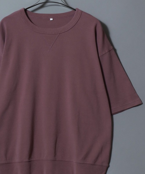 ANPAS（アンパス）の「Short-Sleeve Crewneck Sweatshirt / コットン 5分袖スウェット 無地 ユニセックス メンズ レディース トレーナー Tシャツ 綿100％ シンプル（Tシャツ/カットソー・メンズ・ブラック/ダークブルー/マスタード/オレンジ/グリーン/ボルドー/ライトグレー/ホワイト/ブルー/サックスブルー・LL/L/M）」の9枚目の写真