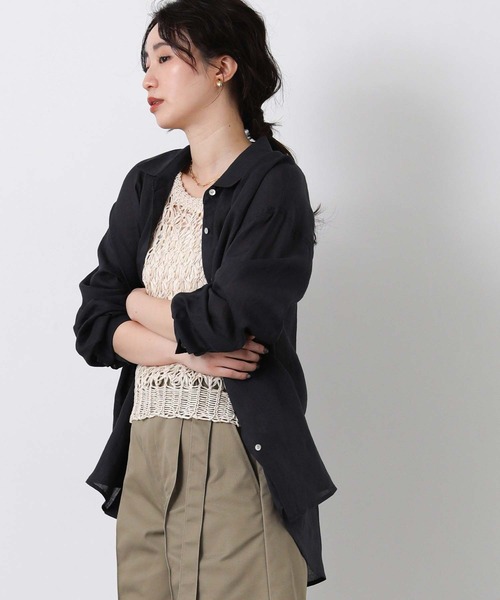 Gready Brilliant(グレディブリリアン)の「ラミー後スリットシャツ(シャツ/ブラウス・レディース・ベージュ/レッド/チャコールグレー/オフホワイト/サックスブルー/ブラウン・38)」の12枚目の写真