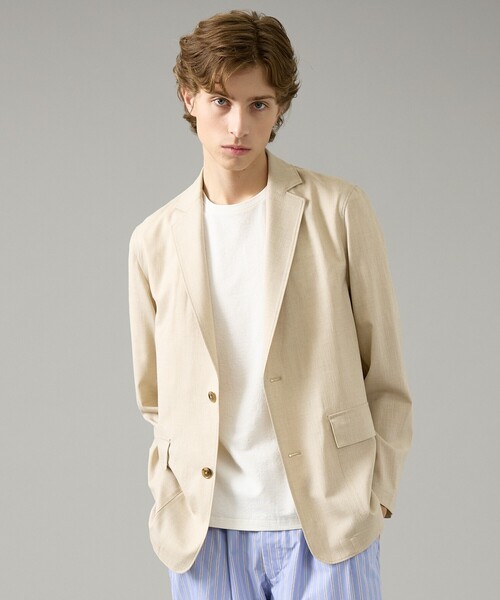 ABAHOUSE(アバハウス)の「カレンダー加工 リネンライク サマージャケット/ 軽量 ストレッチ(テーラードジャケット・メンズ・チャコールグレー/ダークブラウン/ベージュ系その他・46/50/48)」の1枚目の写真
