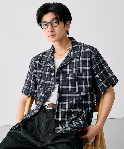 wrinkled Basic Check Shirt / シワ加工ベーシックチェックシャツ