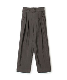 レーヨンハウンドトゥース ベルテッド2タックパンツ