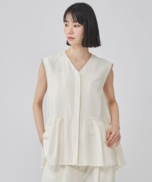 【接触冷感・着用しわ軽減・UV対策】ギャザージレトップス
