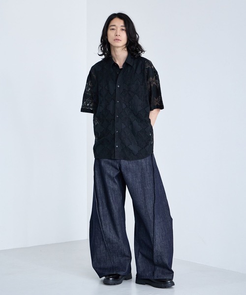 RAGEBLUE(レイジブルー)の「レース編み柄/総柄シャツ(シャツ/ブラウス・メンズ・ホワイト/ブルー/ブラック・MEDIUM/LARGE)」の11枚目の写真