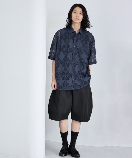 RAGEBLUE(レイジブルー)の「レース編み柄/総柄シャツ(シャツ/ブラウス・メンズ・ホワイト/ブルー/ブラック・MEDIUM/LARGE)」の21枚目の写真