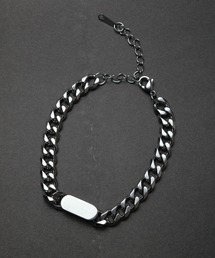 Lilamusant（リラミュゾン）の「【Un】【it】【Lilamusant(リラミュゾン)】プレートデザインブレスレット ステンレス 喜平チェーン ユニセックス Y2K 韓国 グランジ ストリート（ブレスレット）」