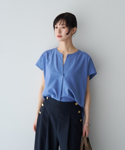 YECCA VECCA(イェッカヴェッカ)の「サラサラスキッパーブラウス(シャツ/ブラウス・レディース・チャコールグレー/ブルー/イエロー/ライトグレー・FREE)」の3枚目の写真
