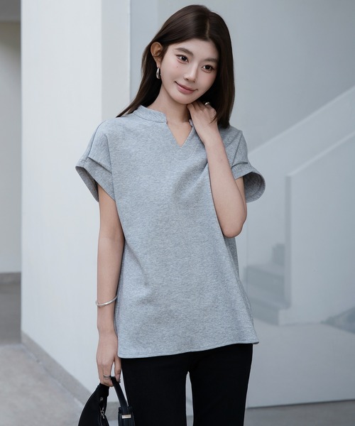 by LEGNA(バイレグナ)の「キーネックフレンチスリーブカットソー(Tシャツ/カットソー・レディース・ホワイト/チャコール/モカ/杢グレー/ブラック・MEDIUM/LARGE)」の18枚目の写真