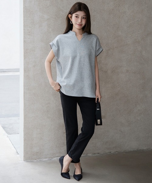 by LEGNA(バイレグナ)の「キーネックフレンチスリーブカットソー(Tシャツ/カットソー・レディース・ホワイト/チャコール/モカ/杢グレー/ブラック・MEDIUM/LARGE)」の21枚目の写真
