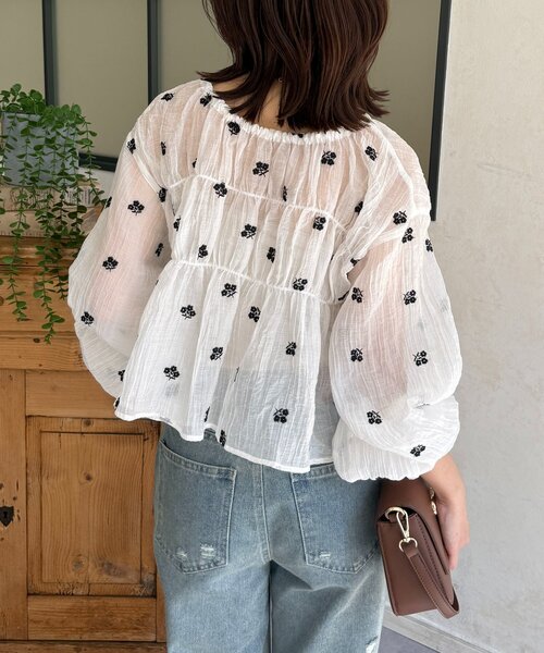 Thevon(ゼボン)の「楊柳リボンシャーリングシアーブラウス(シャツ/ブラウス・レディース・オフホワイト/アイボリー/ブラック/サックスブルー・FREE)」の20枚目の写真