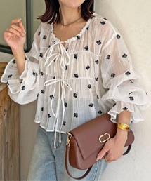 Thevon | 楊柳リボンシャーリングシアーブラウス(シャツ/ブラウス)