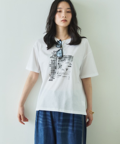 Doux archives(ドゥアルシーヴ)の「PARIS転写ロゴTee(Tシャツ/カットソー・レディース・ミント/オフホワイト・FREE)」の1枚目の写真