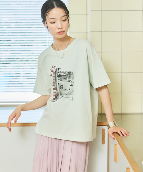 Doux archives(ドゥアルシーヴ)の「PARIS転写ロゴTee(Tシャツ/カットソー・レディース・ミント/オフホワイト・FREE)」の2枚目の写真