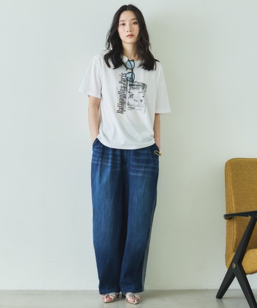 Doux archives(ドゥアルシーヴ)の「PARIS転写ロゴTee(Tシャツ/カットソー・レディース・ミント/オフホワイト・FREE)」の3枚目の写真