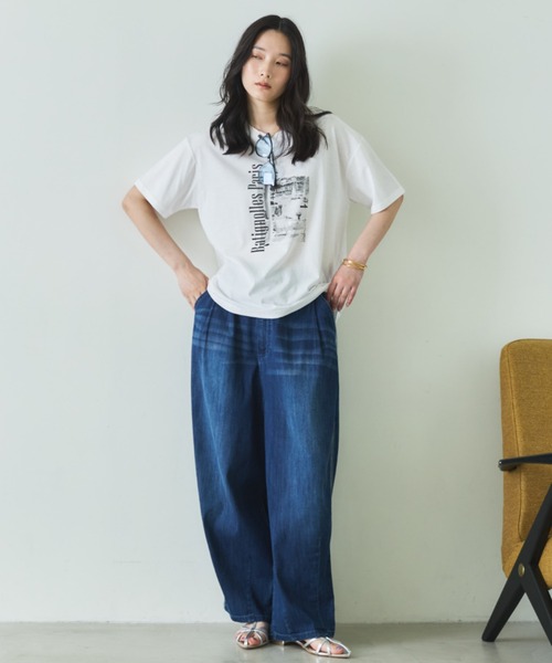 Doux archives(ドゥアルシーヴ)の「PARIS転写ロゴTee(Tシャツ/カットソー・レディース・ミント/オフホワイト・FREE)」の4枚目の写真