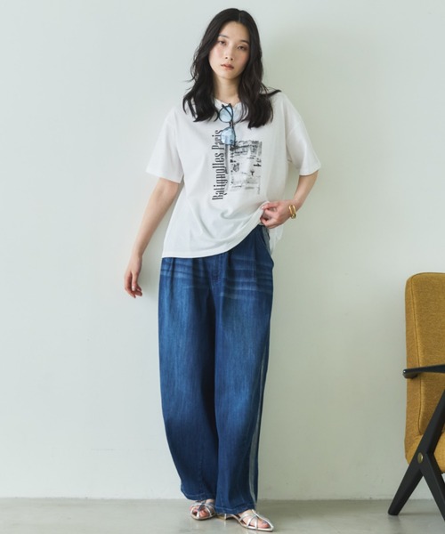 Doux archives(ドゥアルシーヴ)の「PARIS転写ロゴTee(Tシャツ/カットソー・レディース・ミント/オフホワイト・FREE)」の5枚目の写真