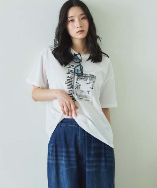 Doux archives(ドゥアルシーヴ)の「PARIS転写ロゴTee(Tシャツ/カットソー・レディース・ミント/オフホワイト・FREE)」の10枚目の写真