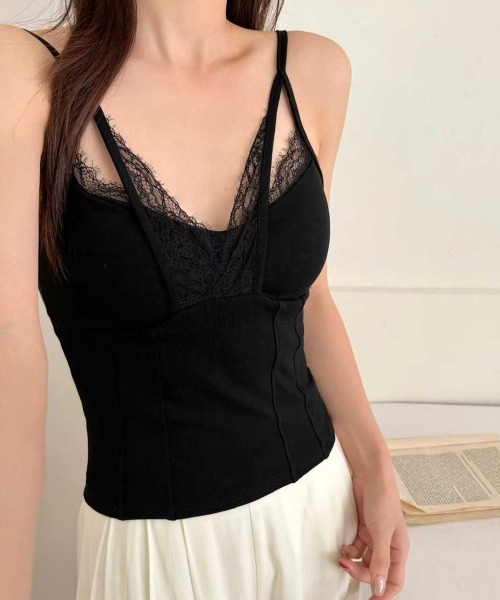 Miniministore(ミニミニストア)の「レースドッキングキャミソール カップ付き(キャミソール・レディース・ブラック/グレー/パープル/ピンク/ホワイト・FREE)」の10枚目の写真