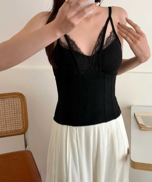 Miniministore(ミニミニストア)の「レースドッキングキャミソール カップ付き(キャミソール・レディース・ブラック/グレー/パープル/ピンク/ホワイト・FREE)」の11枚目の写真