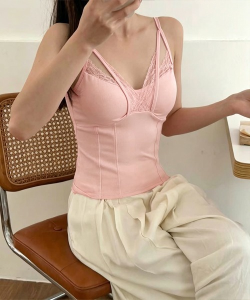 Miniministore(ミニミニストア)の「レースドッキングキャミソール カップ付き(キャミソール・レディース・ブラック/グレー/パープル/ピンク/ホワイト・FREE)」の19枚目の写真