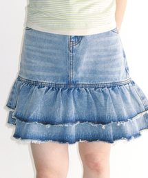 FRILL DENIM SKIRT LIGHT BLUE