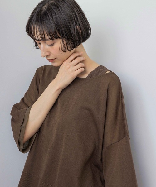 studio CLIP（スタディオクリップ）の「《natural by clip》《SETアイテム》１２Ｇレイヤープルオーバー（ニット/セーター・レディース・ブラック/ブラウン/ホワイト・FREE）」の11枚目の写真