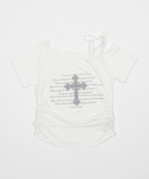 dispark（ディスパーク）の「DISPARK/【26年春夏新作】オフショルクロストップス（Tシャツ/カットソー・レディース・ブラック/ホワイト・FREE）」の11枚目の写真