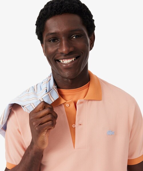 LACOSTE(ラコステ)の「配色コントラストリブ 2トーンポロシャツ(ポロシャツ・メンズ・オレンジ/ホワイト/ライトブルー・3/5/2/4)」の7枚目の写真